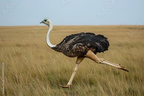 Running ostrich in the wild with focus on movement