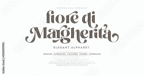 Fiore di Margherita: A refined inline serif font featuring uppercase letters and numbers. Perfect for fashion-forward projects with a vintage, elegant touch.