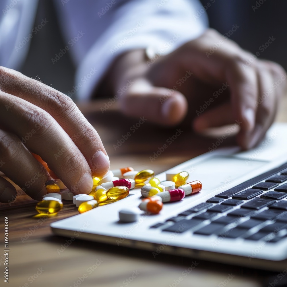 Fototapeta premium Buying medicine online.