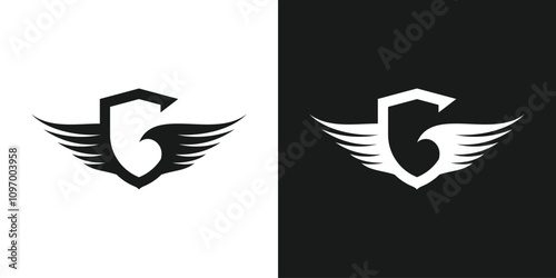 letter G wings and eagle logo design, shield vector concept 
