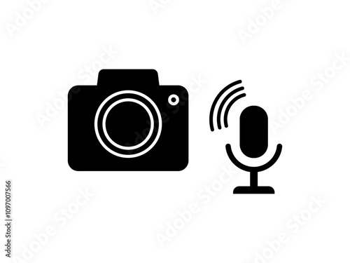 take photo with voice icon, concept icon eps vector illustration isolated on white