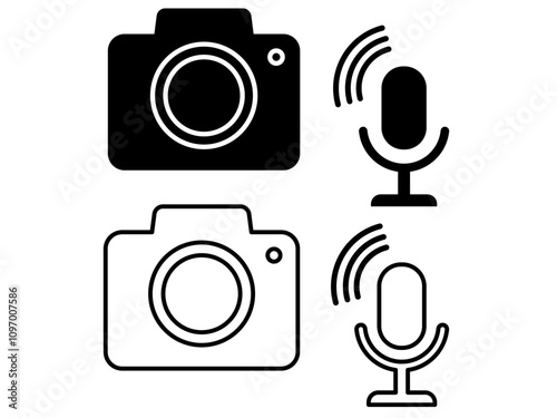 take photo with voice icon, concept icon eps vector illustration isolated on white