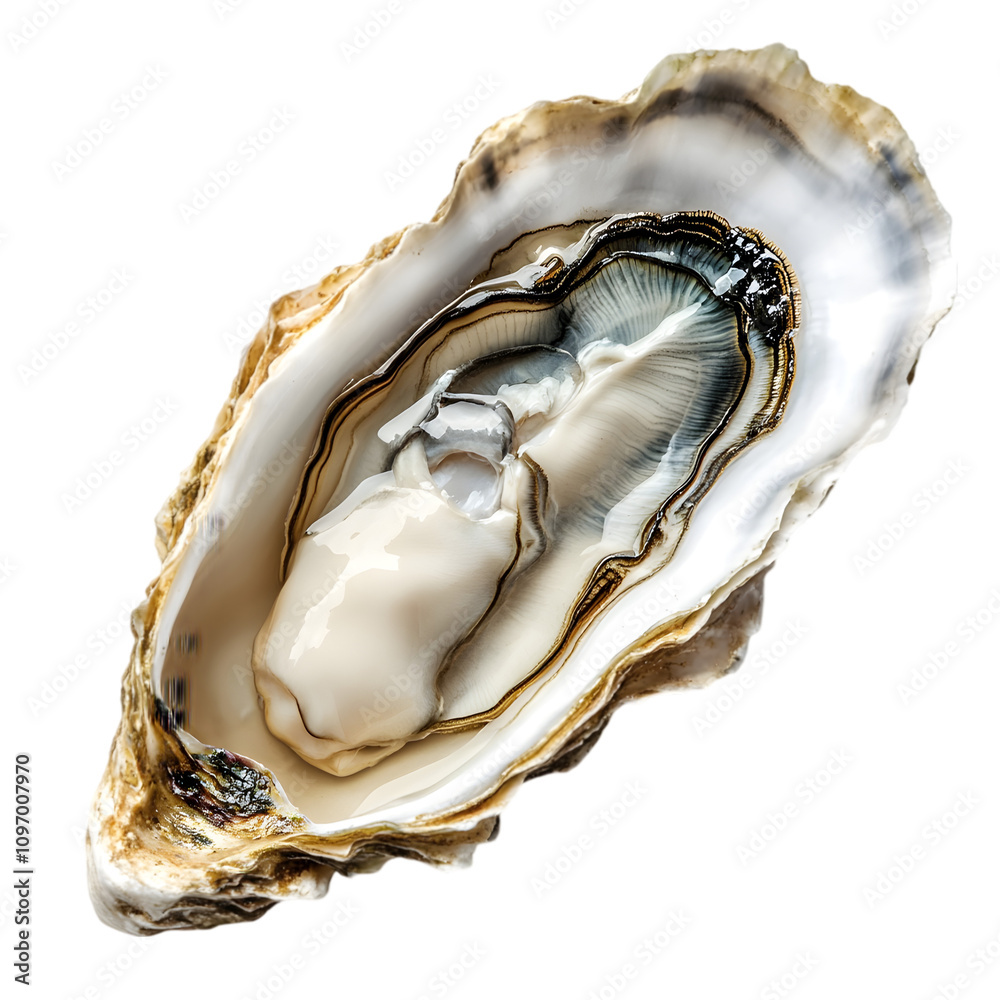 Opened oyster isolated on white background