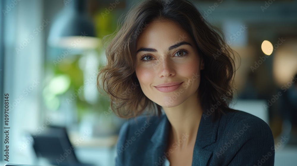 A smiling woman in a professional setting, exuding confidence and warmth. A smiling woman in a professional setting, exuding confidence and warmth.