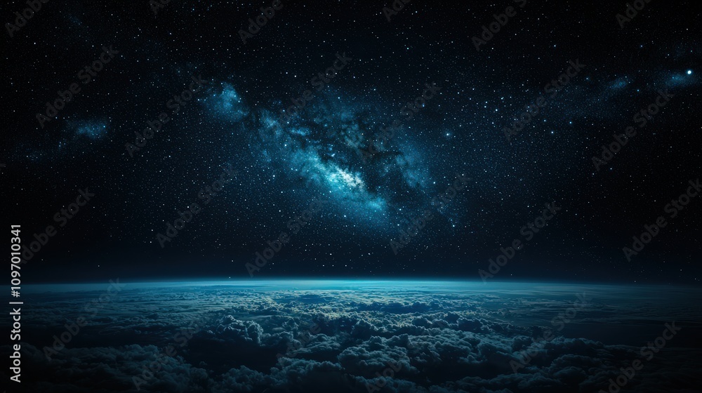 Obraz premium Serene Starry Sky with the Milky Way Above Earth