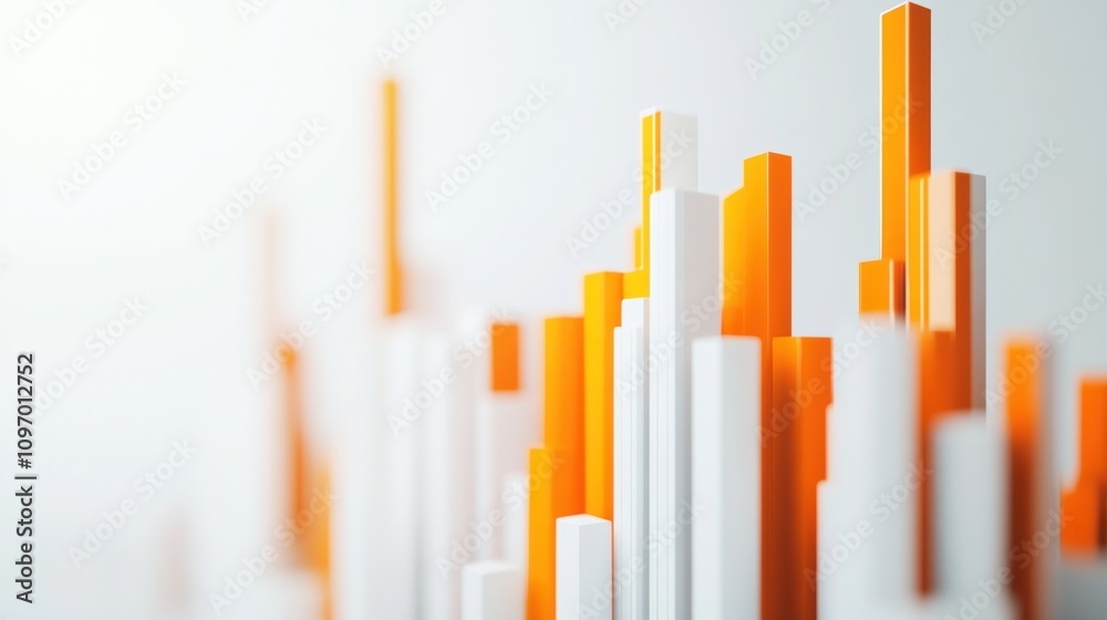 Abstract representation of data with orange and white vertical bars. Abstract representation of data with orange and white vertical bars.