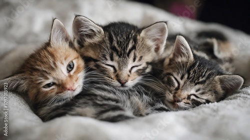 A group of small kittens laying on top of each other.