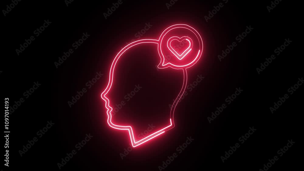 glowing neon mental health icon isolated on black background glowing neon mental health icon isolated on black background