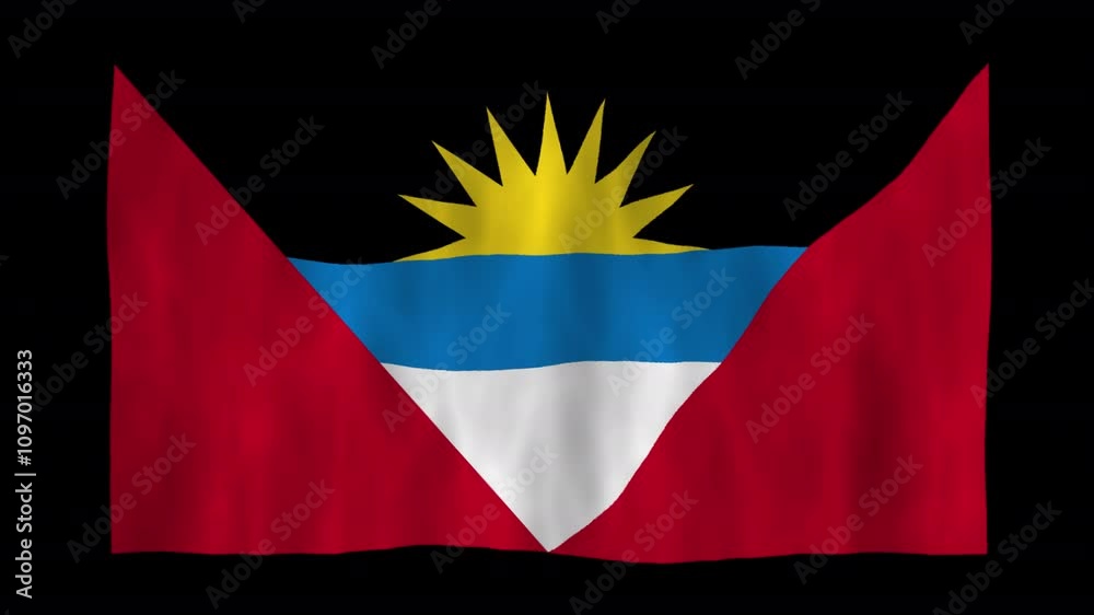Looping animation of a waving 3D Antigua and Barbuda flag with alpha channel Looping animation of a waving 3D Antigua and Barbuda flag with alpha channel
