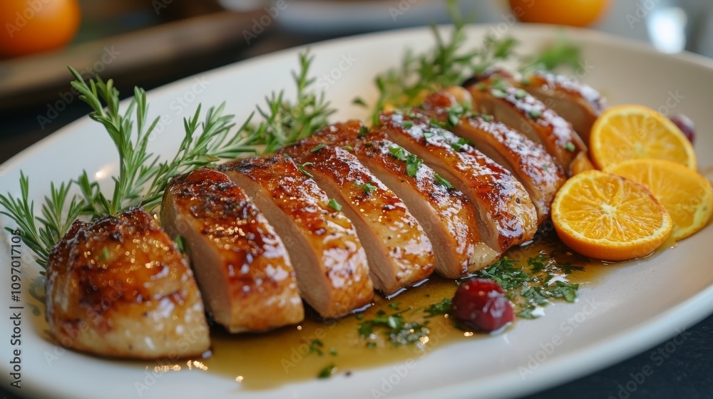 Roasted Duck Breast Slices with Orange and Herbs Roasted Duck Breast Slices with Orange and Herbs