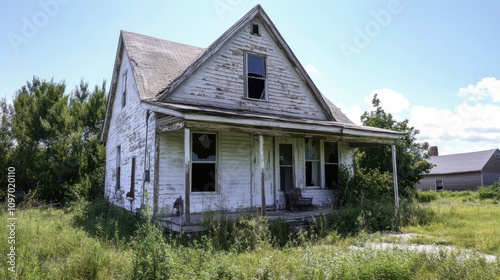 Abandoned White House Overgrown With Weeds