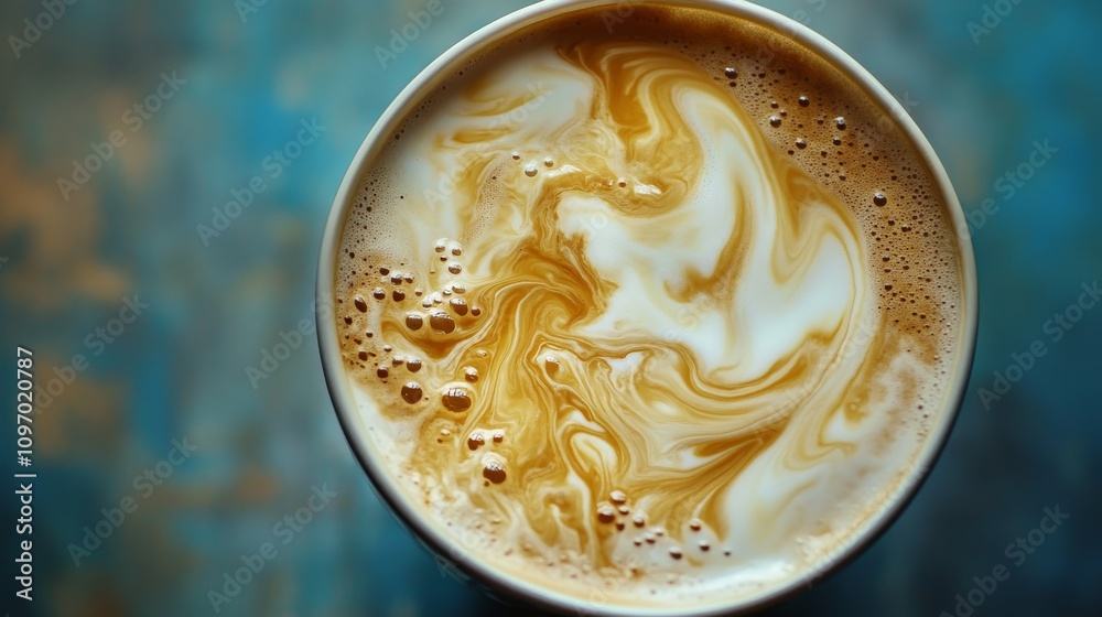 Swirled Latte Art in a Coffee Cup Swirled Latte Art in a Coffee Cup