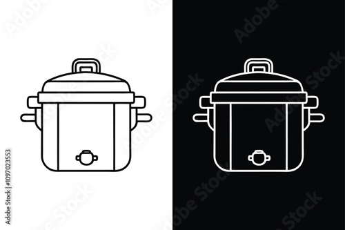 Slow cooker icon or Rice Cooker Icon vector on White Background Vector Art Illustration on white background.