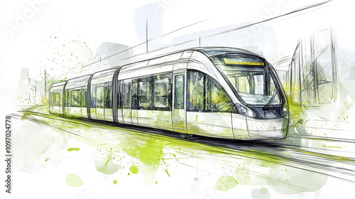 Wallpaper Mural Modern Tram Sketch  Urban Transport  City Rail  Light Rail  Transit System  Eco Friendly T Torontodigital.ca