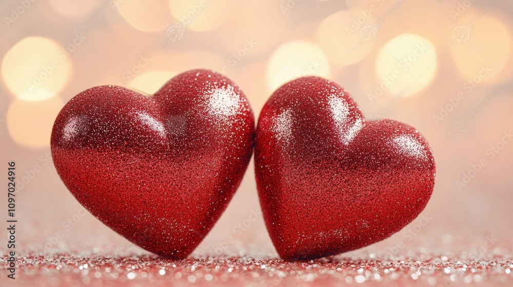 Obraz premium Shiny Red Hearts Symbolizing Love and Togetherness