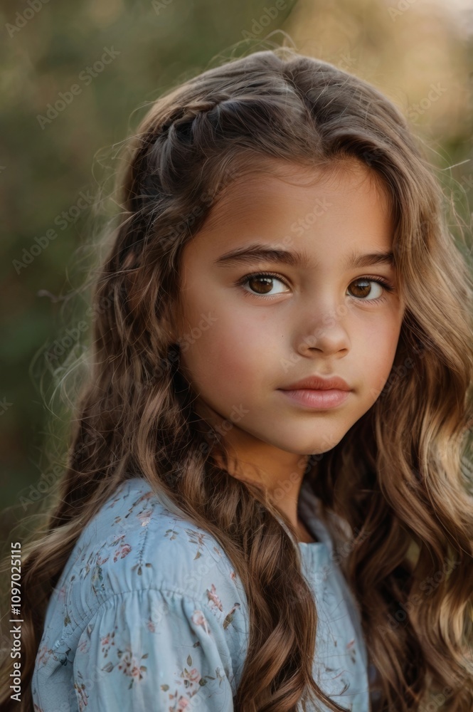 young small girl with long wavy brown hair and brown eyes young small girl with long wavy brown hair and brown eyes