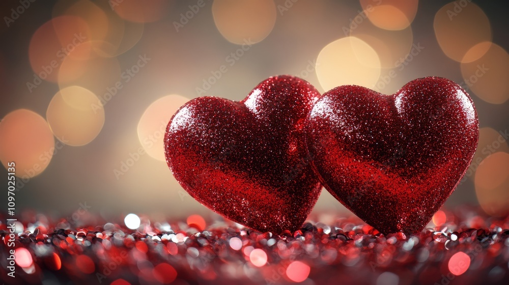 Sparkling Red Hearts Symbolizing Love and Affection Sparkling Red Hearts Symbolizing Love and Affection