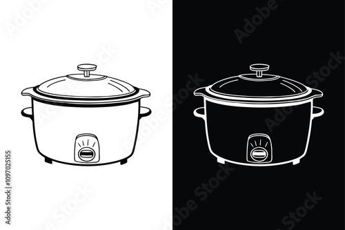 Slow cooker icon or Rice Cooker Icon vector on White Background Vector Art Illustration on white background.