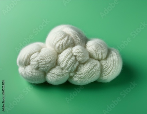 handmade wool cloud isolated on green solid background photo