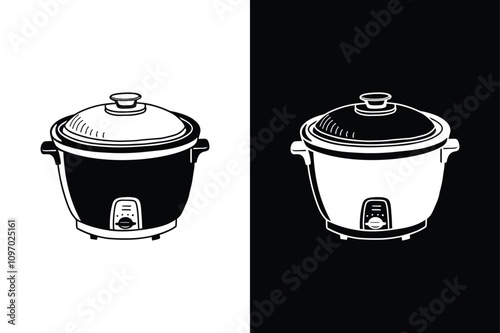 Slow cooker icon or Rice Cooker Icon vector on White Background Vector Art Illustration on white background.