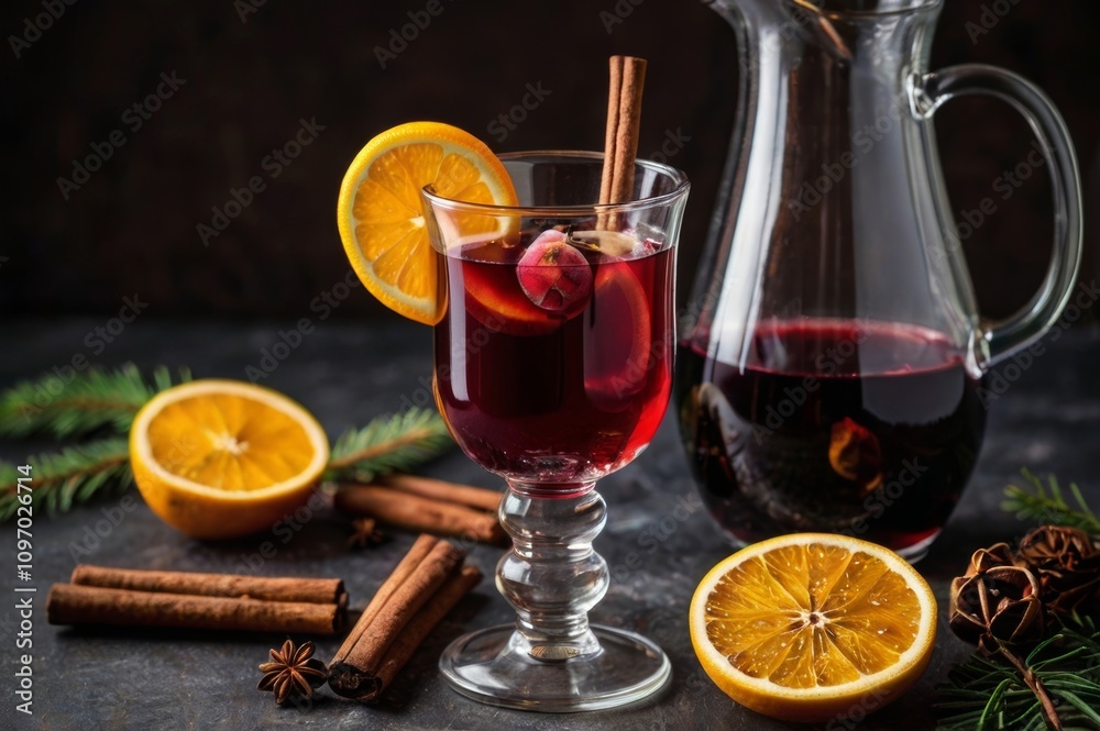 glass of mulled wine on table glass of mulled wine on table