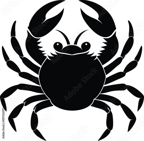 crab black Silhouette isolated vector art Illustration with white background