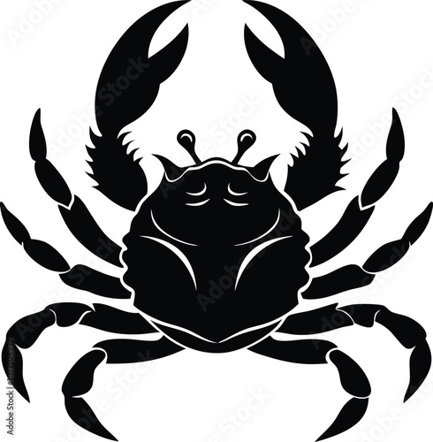 crab black Silhouette isolated vector art Illustration with white background