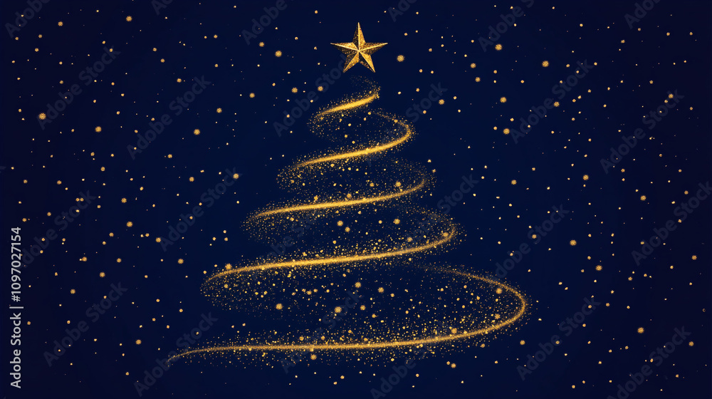 Sparkling Gold Christmas Tree Festive Holiday Background Winter Design Sparkling Gold Christmas Tree Festive Holiday Background Winter Design