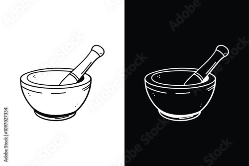 Mortar and pestle flat icon vector on White Background Vector Art Illustration on white background.