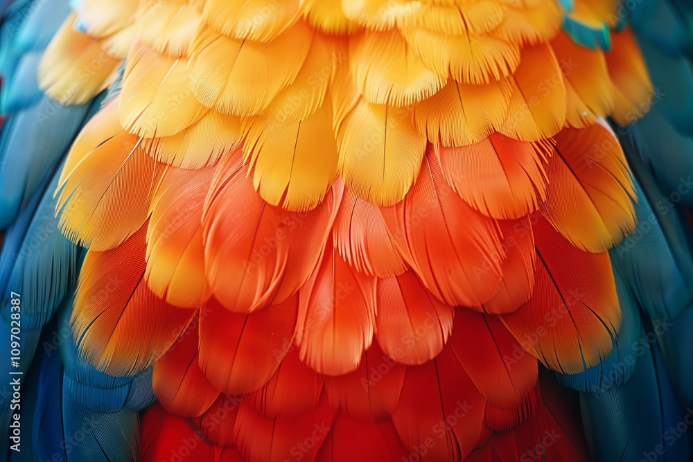 Fototapeta premium Close-Up of Colorful Peacock Feathers, Top View for Vibrant Background Design