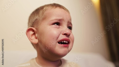 Wallpaper Mural Emotionally Distressed Child with Tears Streaming Down Their Face in RealTime Stunning 4K Footage Recorded Torontodigital.ca