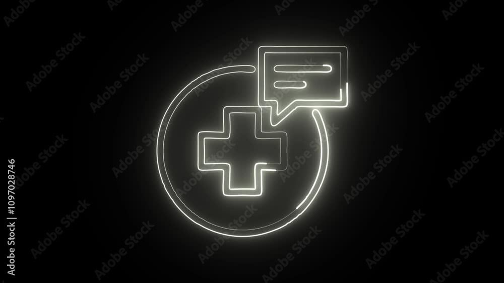 glowing neon doctor icon isolated on black background glowing neon doctor icon isolated on black background