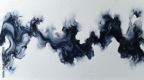 Abstract fluid art featuring dark swirling patterns on a light background.