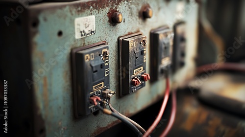 Rusty Industrial Electrical Panel With Switches