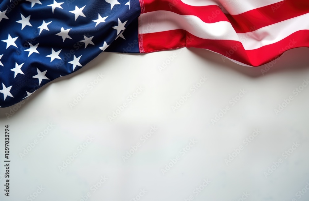 American flag draped on white background. Patriotic symbol for holidays. Perfect for Memorial Day Fourth of July Labor Day. USA national pride. Celebrates freedom history. American flag draped on white background. Patriotic symbol for holidays. Perfect for Memorial Day Fourth of July Labor Day. USA national pride. Celebrates freedom history.