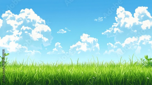 Lush Green Grass Under a Bright Blue Sky