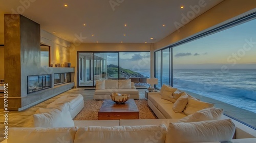 Modern Coastal Living Room with Ocean View