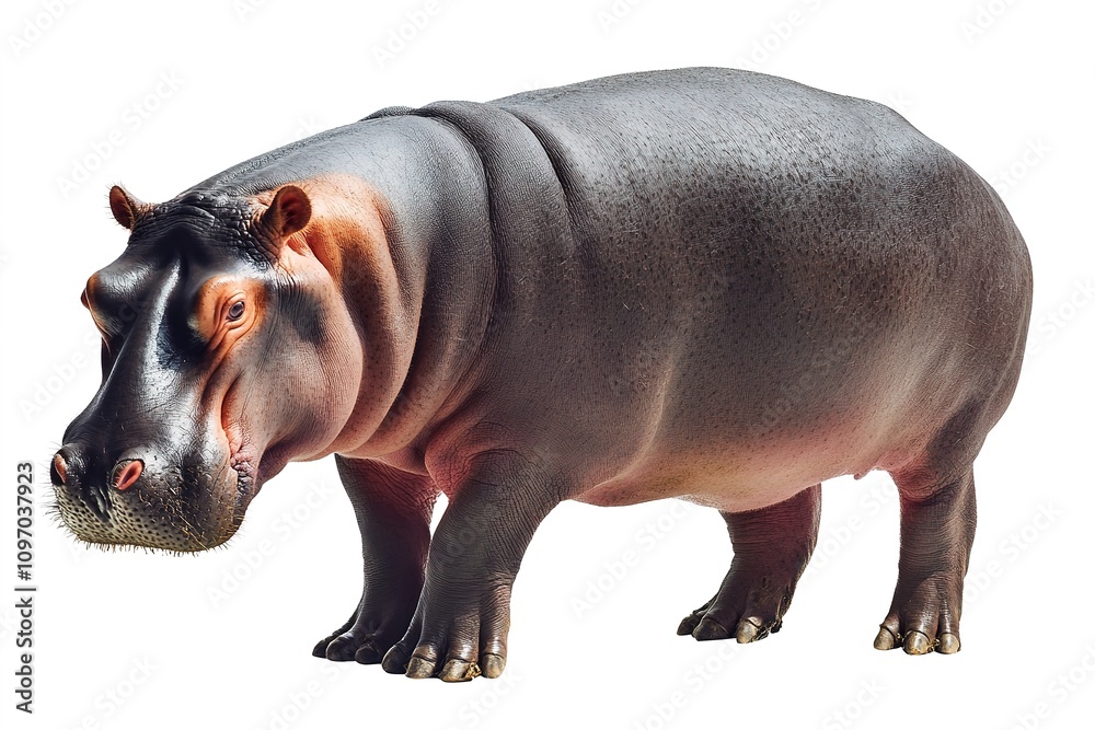Realistic hippo on white, detailed skin texture. Realistic hippo on white, detailed skin texture.