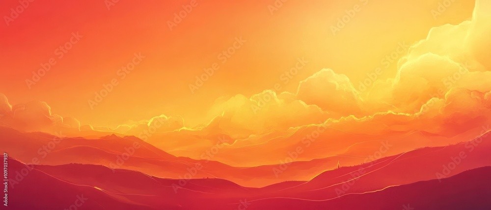 Fototapeta premium Golden Sunset Over Rolling Hills Landscape