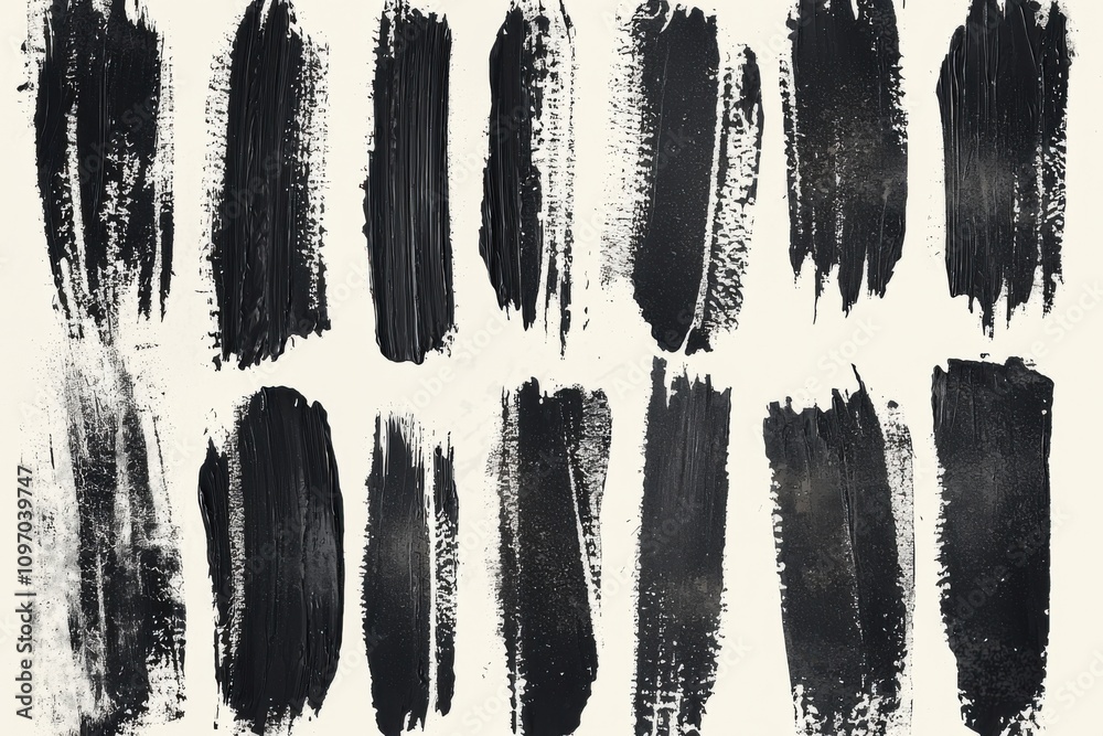 A large set of black paintbrush textures and grungy artistic designs. A large set of black paintbrush textures and grungy artistic designs.