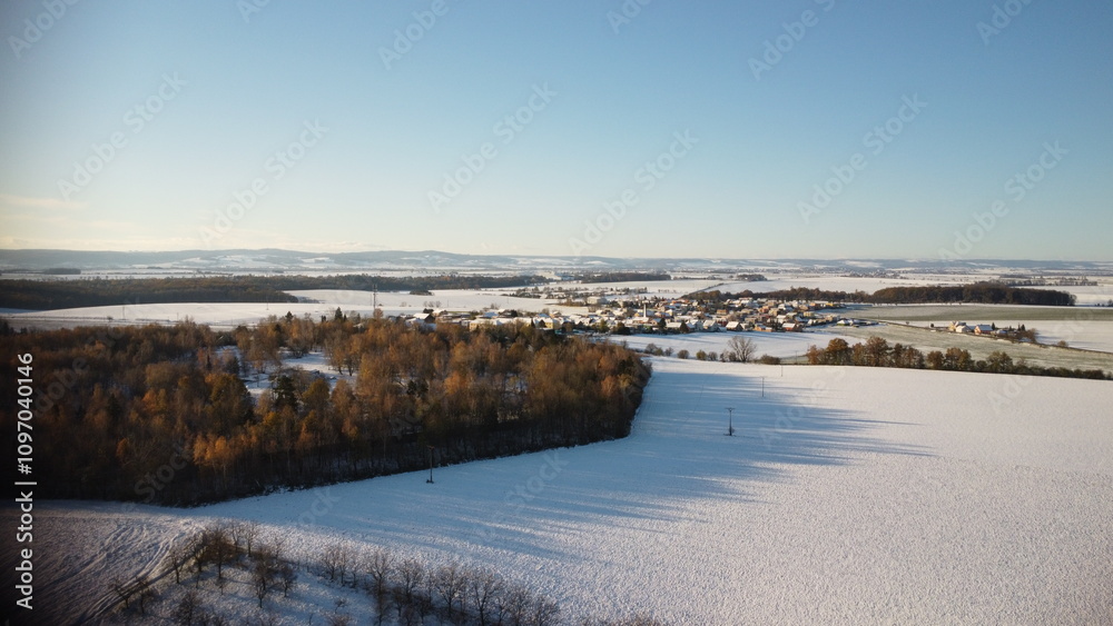 Aerial View of a Winter Wonderland in the Czech Countryside Aerial View of a Winter Wonderland in the Czech Countryside