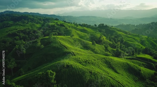 Wallpaper Mural Rolling Green Hills Tea Plantation Landscape Torontodigital.ca