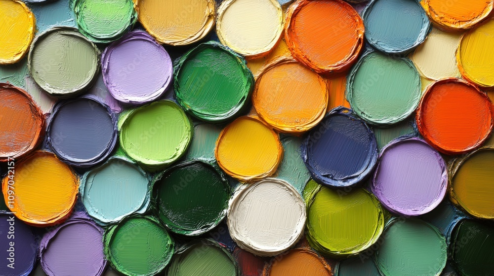 A vibrant array of paint cans showcasing a spectrum of colors for artistic use. A vibrant array of paint cans showcasing a spectrum of colors for artistic use.