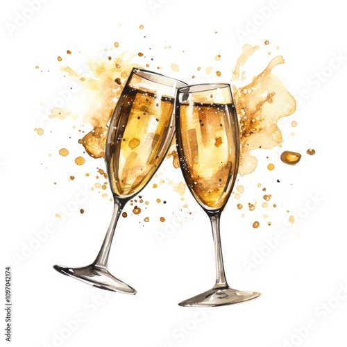 Cheers Celebration with Sparkling Glasses and Splashes