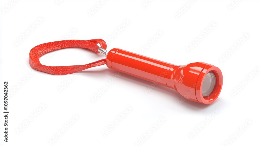 Bright red flashlight with strap for easy carrying and use