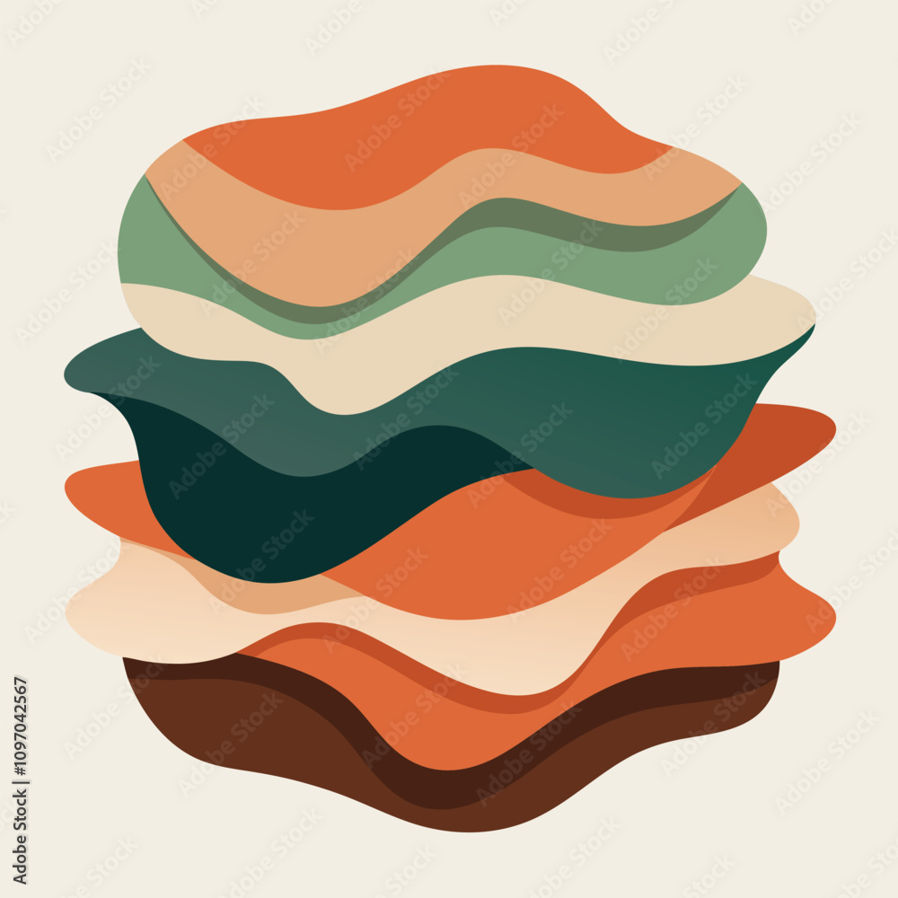 Abstract Wave Layers Earthy Tones, Modern Art, Organic Shapes, Fluid Design, Color Palette. Abstract Wave Layers Earthy Tones, Modern Art, Organic Shapes, Fluid Design, Color Palette.