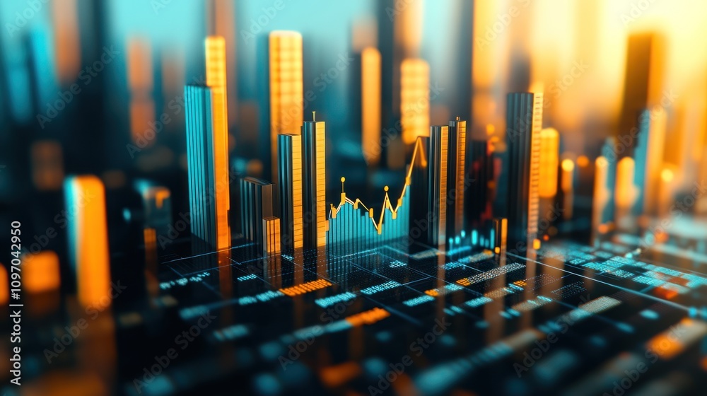 A digital cityscape with financial graphs and data overlays, representing business analytics. A digital cityscape with financial graphs and data overlays, representing business analytics.