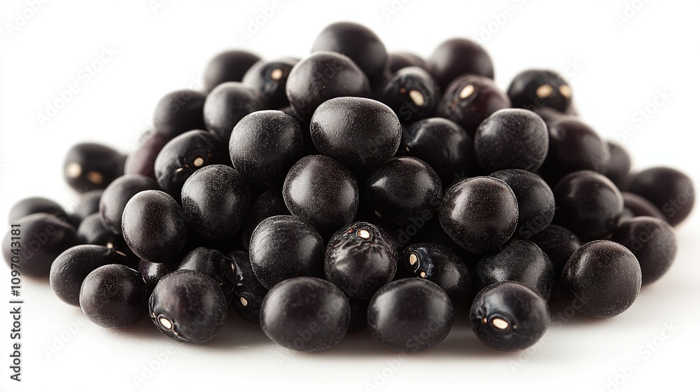 A pile of black beans, showcasing their glossy texture and rich color. A pile of black beans, showcasing their glossy texture and rich color.