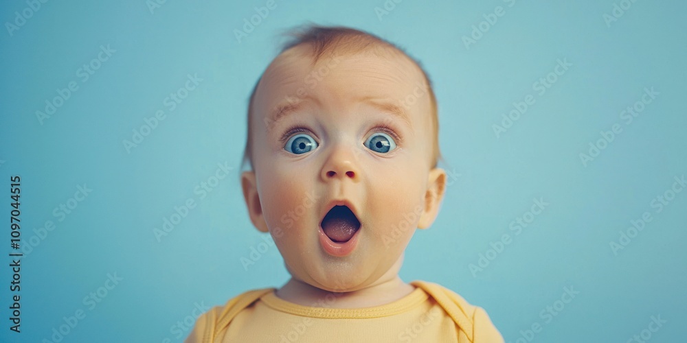 Amazed Baby With Wide Open Mouth And Blue Eyes Amazed Baby With Wide Open Mouth And Blue Eyes