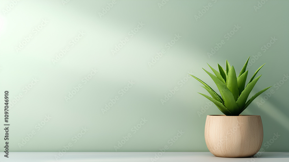 Interior Home Desk Setup with Aloe Plant and Decor Elements Interior Home Desk Setup with Aloe Plant and Decor Elements